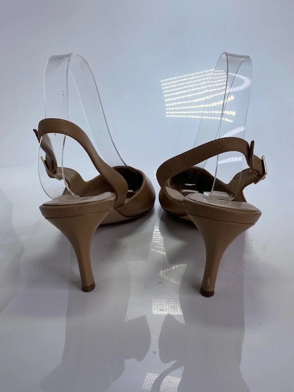 Naturalizer 27 Edit Women's Felicia Taupe Leather Pointy Slingback Heel Sz 9.5